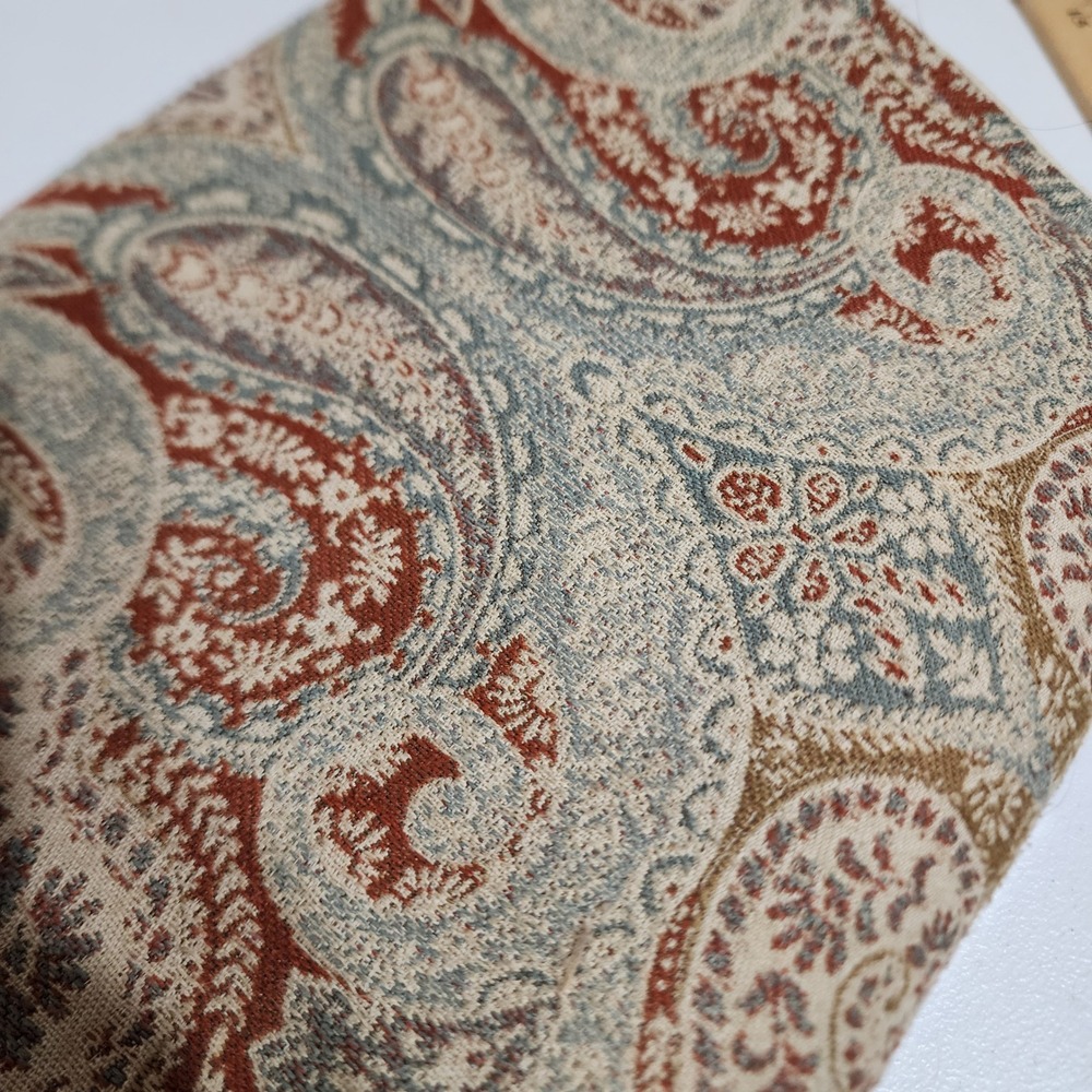VTG Pier 1 Imports Paisley Tapestry Pillow Covers Set of 2 Blue Rust 23 in